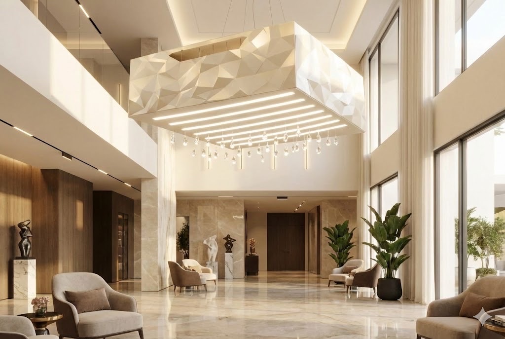Kinetik Avize — Modern Lobby